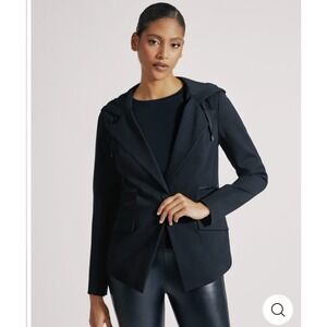 New Blanc Noir Gayatri Hooded Blazer Black Jacket Small Modern Moto Heavyweight